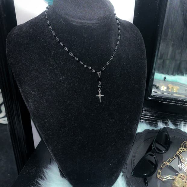 Black Cross Beads Necklace