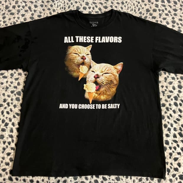 멕시코산 18s 캣츠 고양이 프린팅 반팔 티셔츠 XXL 구제 빈티지