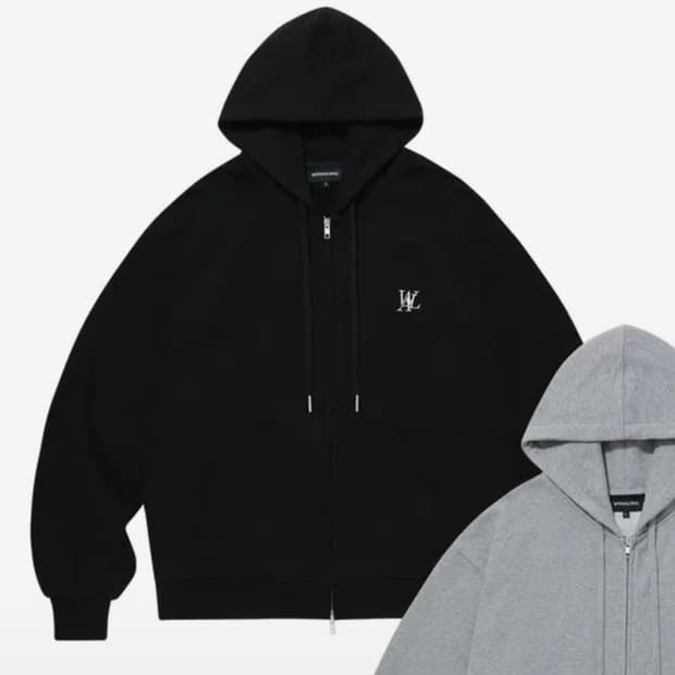 (새제품) 우알롱 후드집업 블랙
