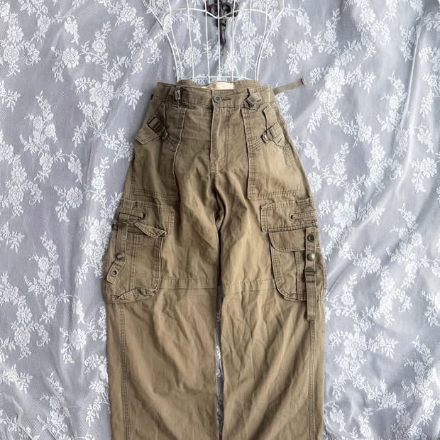 Beige Multi-Pocket Detail Cargo Pants