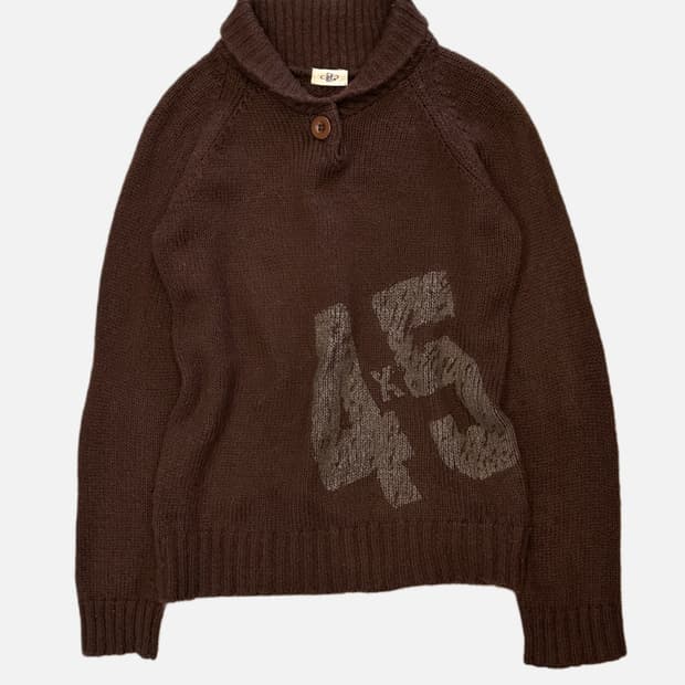 brown button collar knit