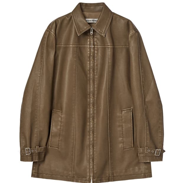 더오픈프로덕트 ECO-LEATHER PRINT JACKET, BROWN