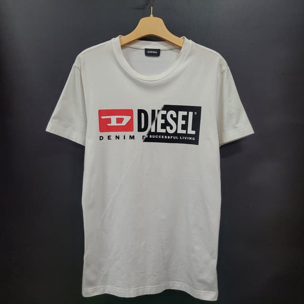 DIESEL 디젤 사선 배색 빅로고 셔츠