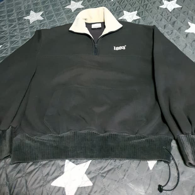 1993스튜디오 오버핏 코듀로이 벨벳 하프 반집업 기모 맨투맨 (L)