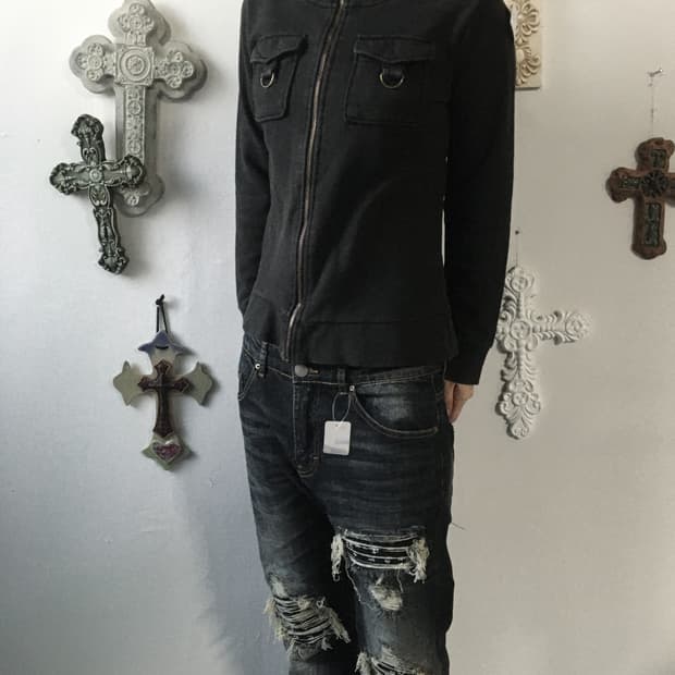 Pocket point high neck hood zip up