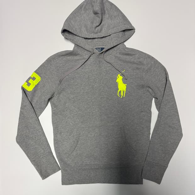 남녀공용 정품 폴로 랄프로엔 형광 로고 후드티 Xs