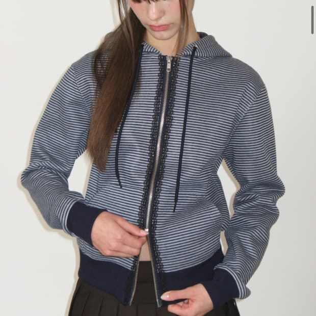 썬번프로젝트 스트라이프 후드집업