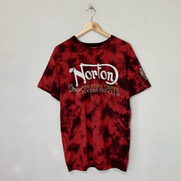 노튼 Norton 백로고 자수 반팔티 빨검 타이다이 y2k XL 빈티지