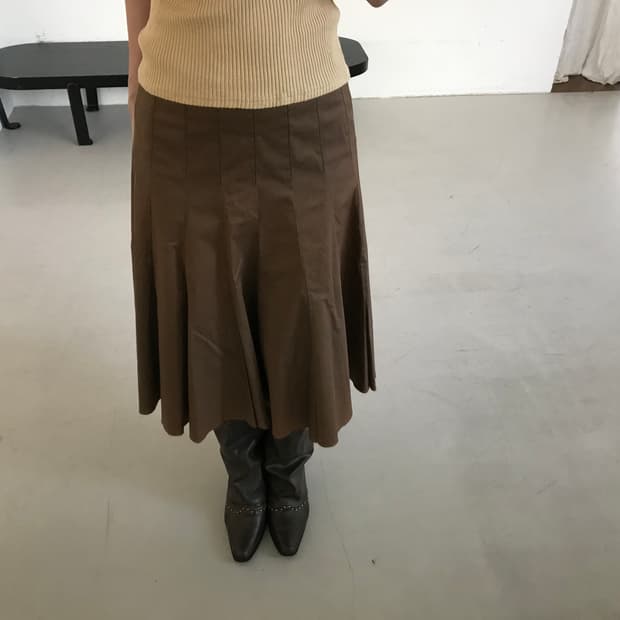 vintage brown pleats skirt