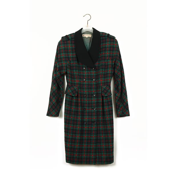 80's MINRIEGRACE 원피스(S) 체크원피스 크리스마스원피스 