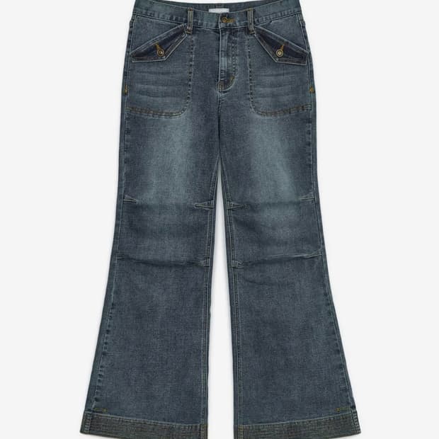 세미 부츠컷 데님 팬츠 (블루 데님)