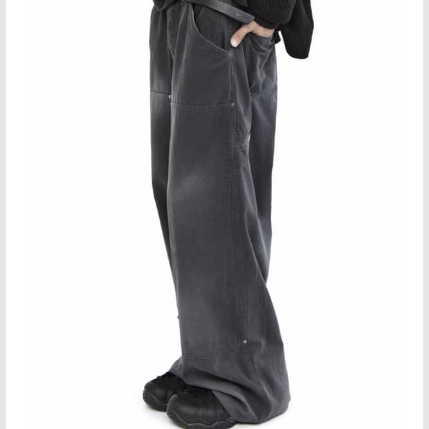 폴리테루 하드워시드 더블니 팬츠