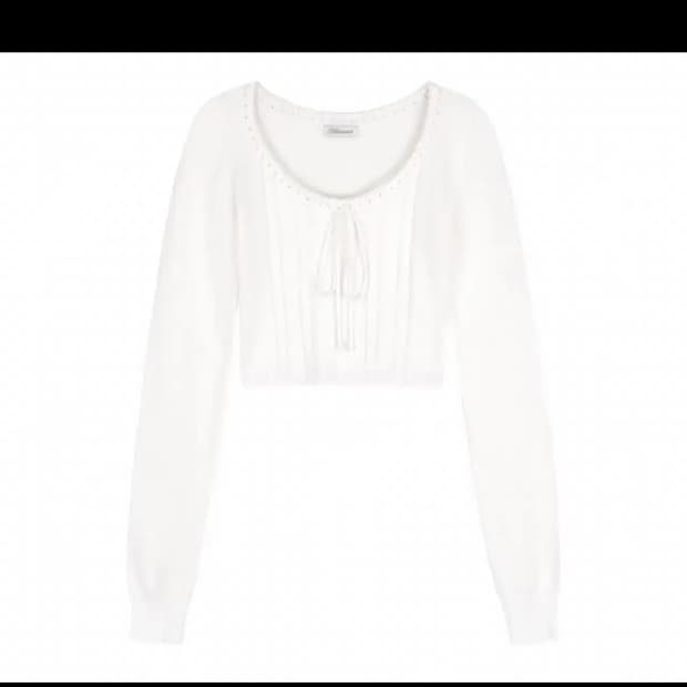 클리시어 츄로 케이블 니트 화이트