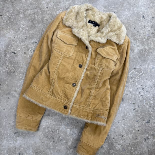 시슬리 코듀로이 양털 트러커 자켓