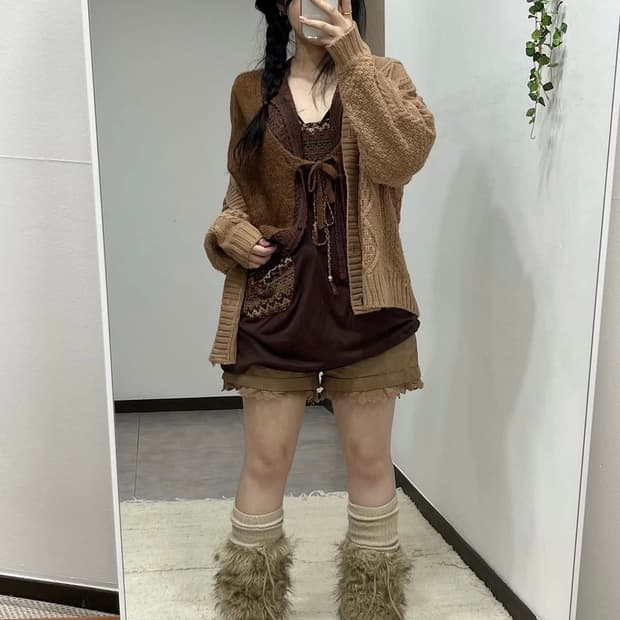 파예모리 빈티지 모리걸 브라운 코디 세트