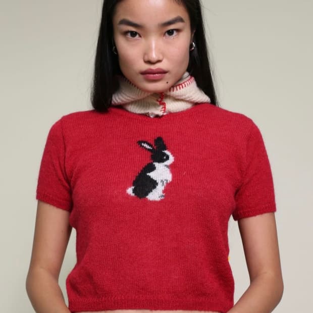 글로니 버니 니트 레드 새상품