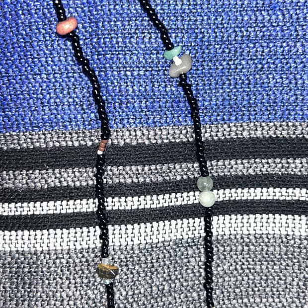 빈티지 비즈 목걸이 / black simple stone necklace