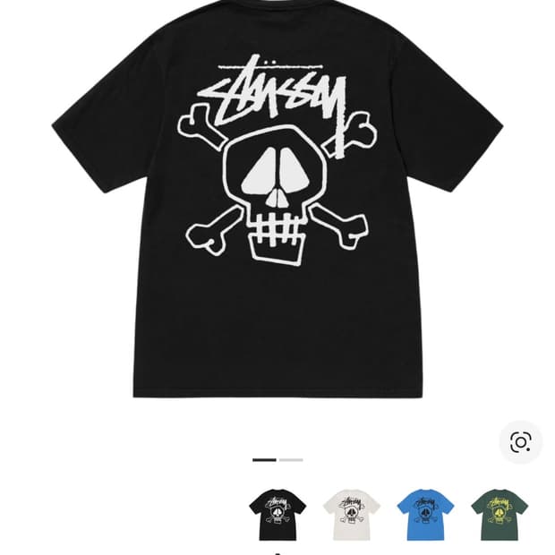 스투시 스컬 & 본즈 피그먼트 다이드 티셔츠 블랙 M