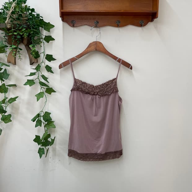 모브핑크 레이스 슬립 나시탑 여리 라떼갸루 페어리