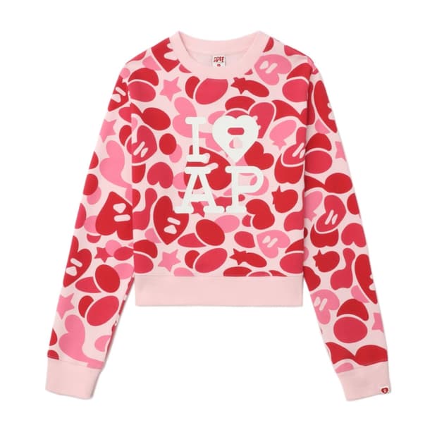 에이프 카모 모노그램 프린트 스웨트셔츠 핑크 s사이즈