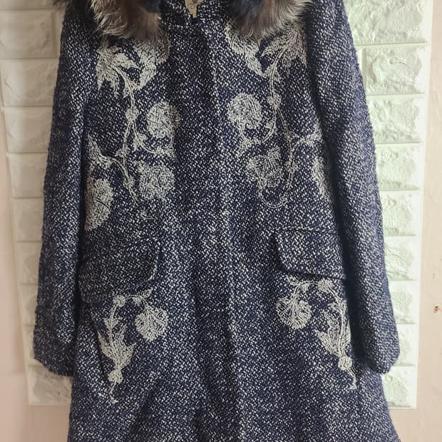 O'2nd 트위드 후드 코트(44)