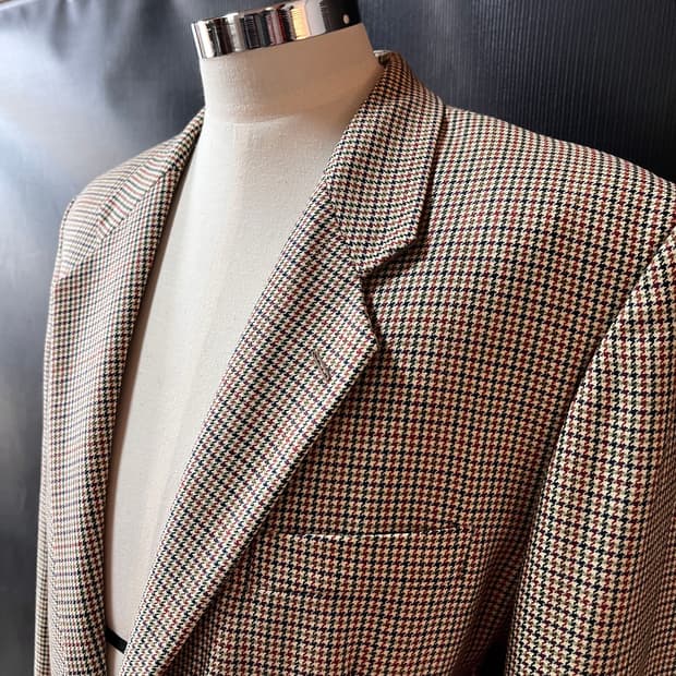 이탈리아 메이드 버진울 마이크로 하운드투스 체크 자켓 50R