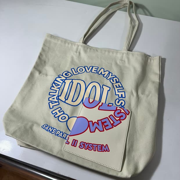 OS BTS X 시스템 아이보리 소가죽배색 에코백