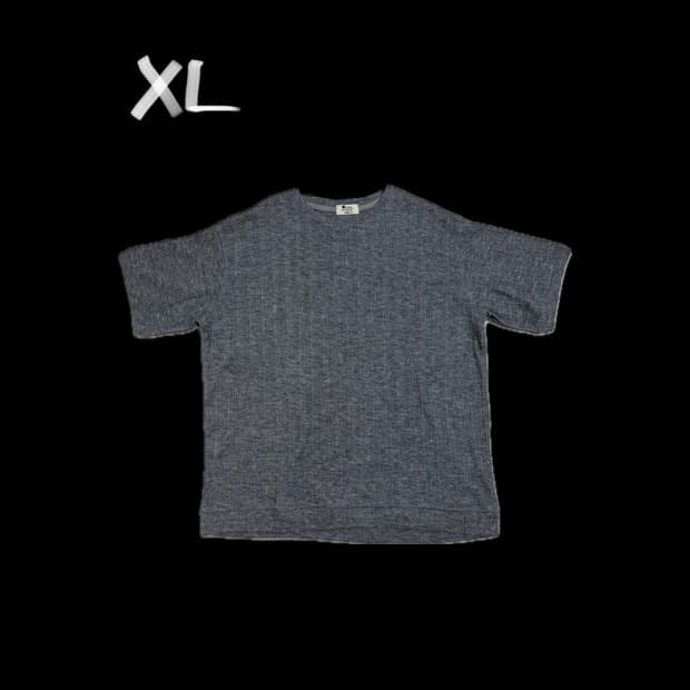 오버핏 무지 니트 라운드 반팔티 XL