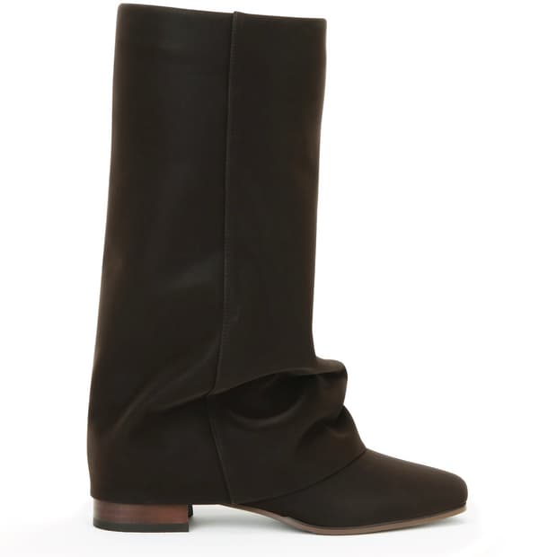 WRINKLE LEATHER BOOTS (DARK BROWN) 245