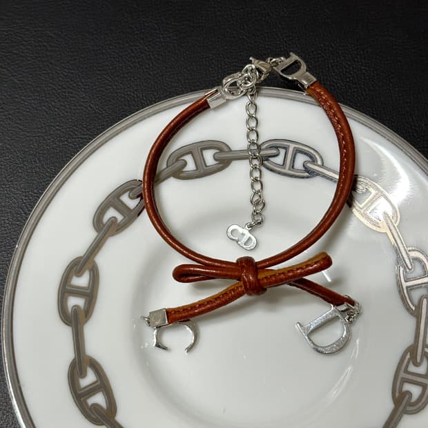 Dior leather ribbon bracelet