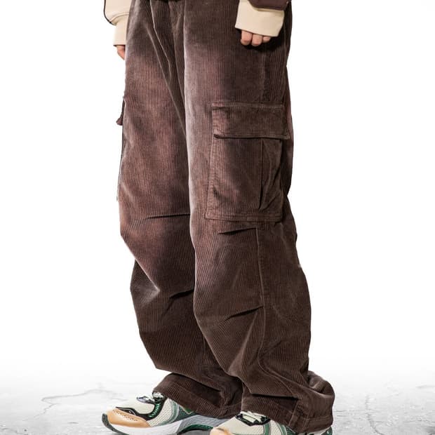 엑스톤즈 워싱 코듀로이 카고 파라슈트 팬츠 (BROWN)
