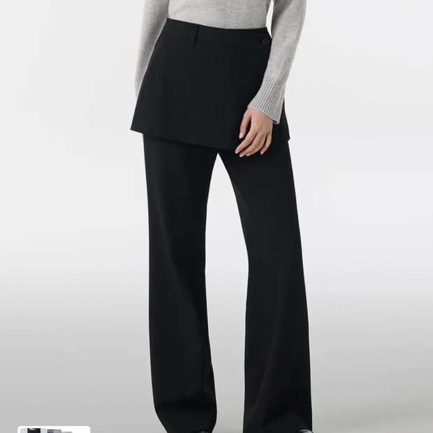 우먼즈 랩 스커트 레이어드 슬랙스 [블랙]