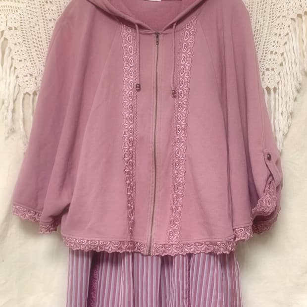 엑시즈팜 히메갸루 핑크 케이프 후드집업 모리 하구미 빈티지일녀핀터레스트