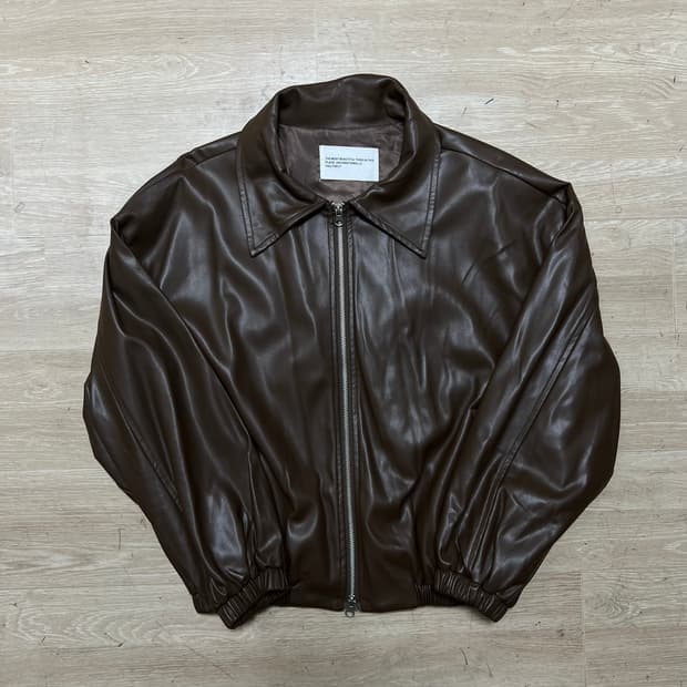 남성 카라 봄버 레더 라이더 가죽자켓 [브라운] L/100