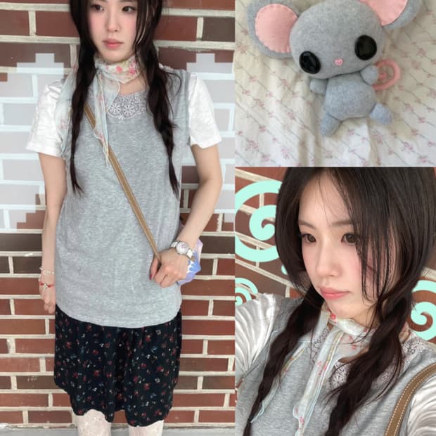 플라워 시골소녀 빈티지 코디세트 4pcs