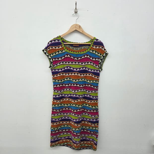 미쏘니 컬러풀 패턴 니트 원피스 여성 L