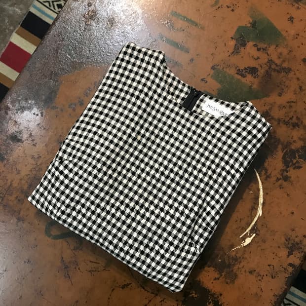 90s YSL 입생로랑 깅엄 체크 미니 원피스 여성 44 55 사이느