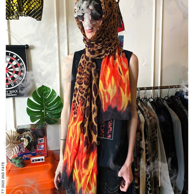 JIMMY CHOO Leopard & Flame Long Scarf