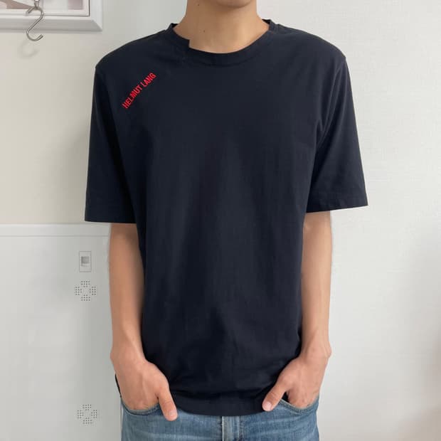 Helmut Lang 헬무트랭 넥 절개 반소매 티셔츠 M