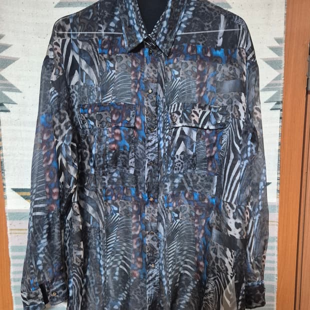 [DIESEL] 디젤 애니멀 패턴 시스루 셔츠