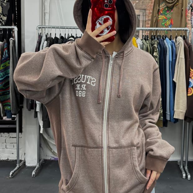 스투시 PE 980 브라운 후드집업