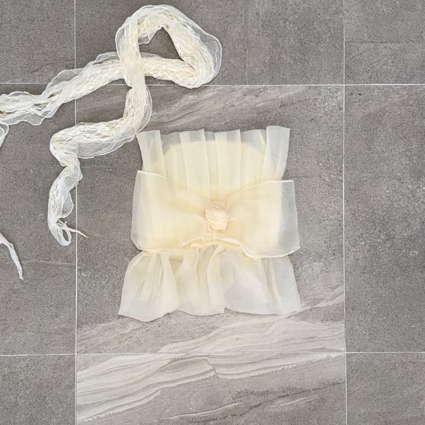 Ivory organza rose corset tube top