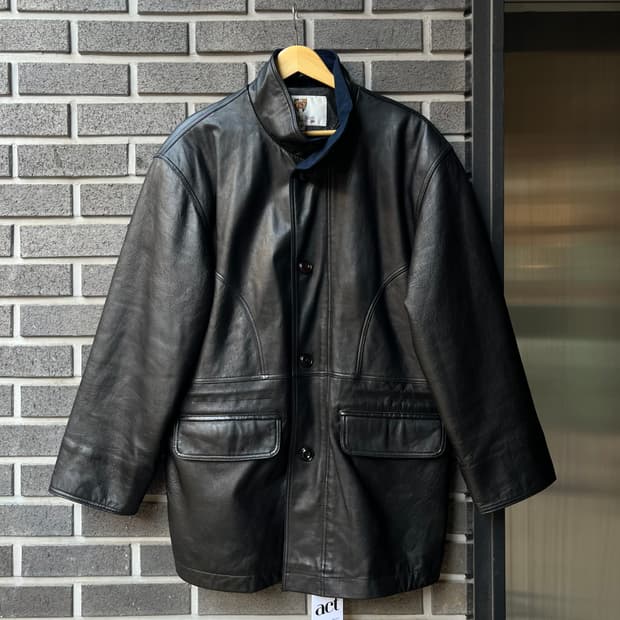 90s 램스킨 가죽자켓 블랙