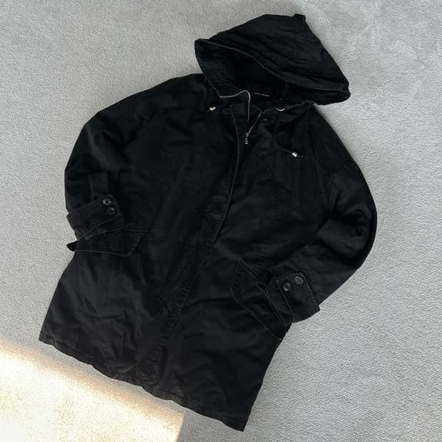 codes combine 검정색 후드 야상 점퍼 M-L