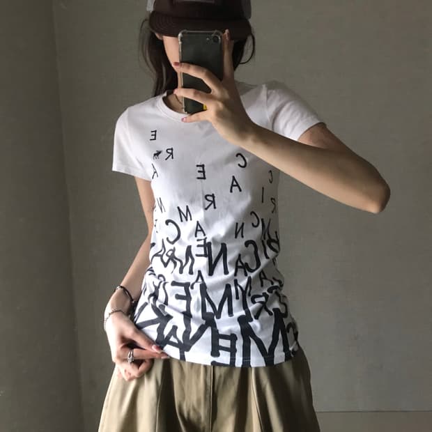 아베크롬비 y2k 레터링 반팔티셔츠