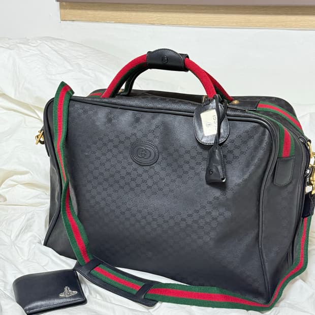 구찌 가죽 여행용 초대형 보스턴백 블랙