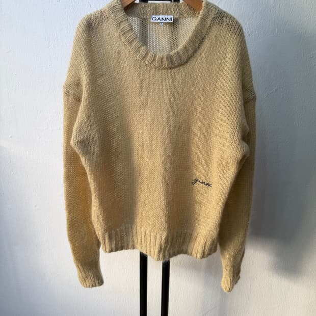 정품) GANNI 가니 자수로고 오버핏 니트 스웨터 S/M