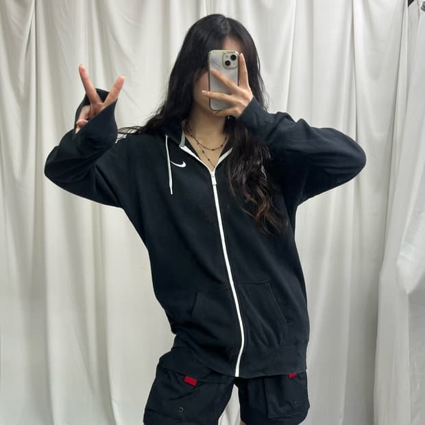 Nike black hood zip-up