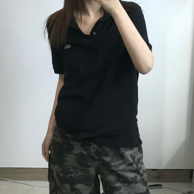 라코스테 블랙 PK 반팔 카라 티셔츠
