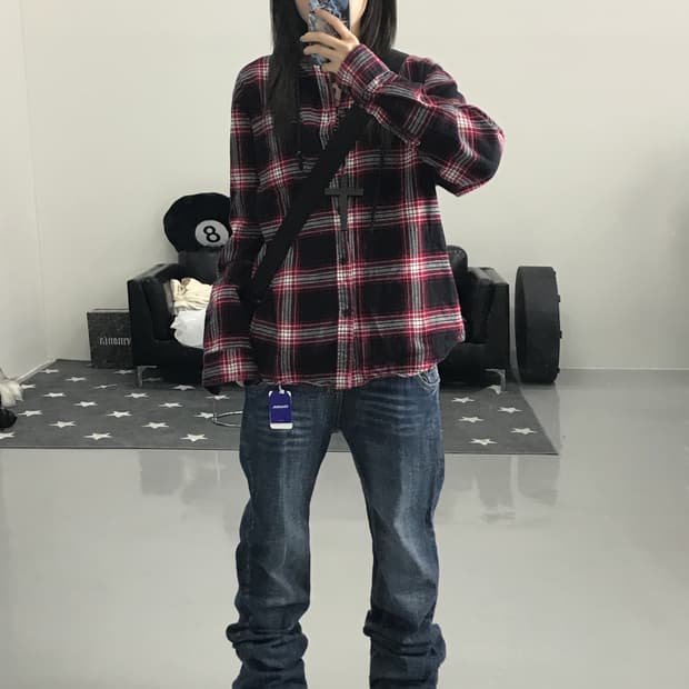 포에버21 후드 체크남방